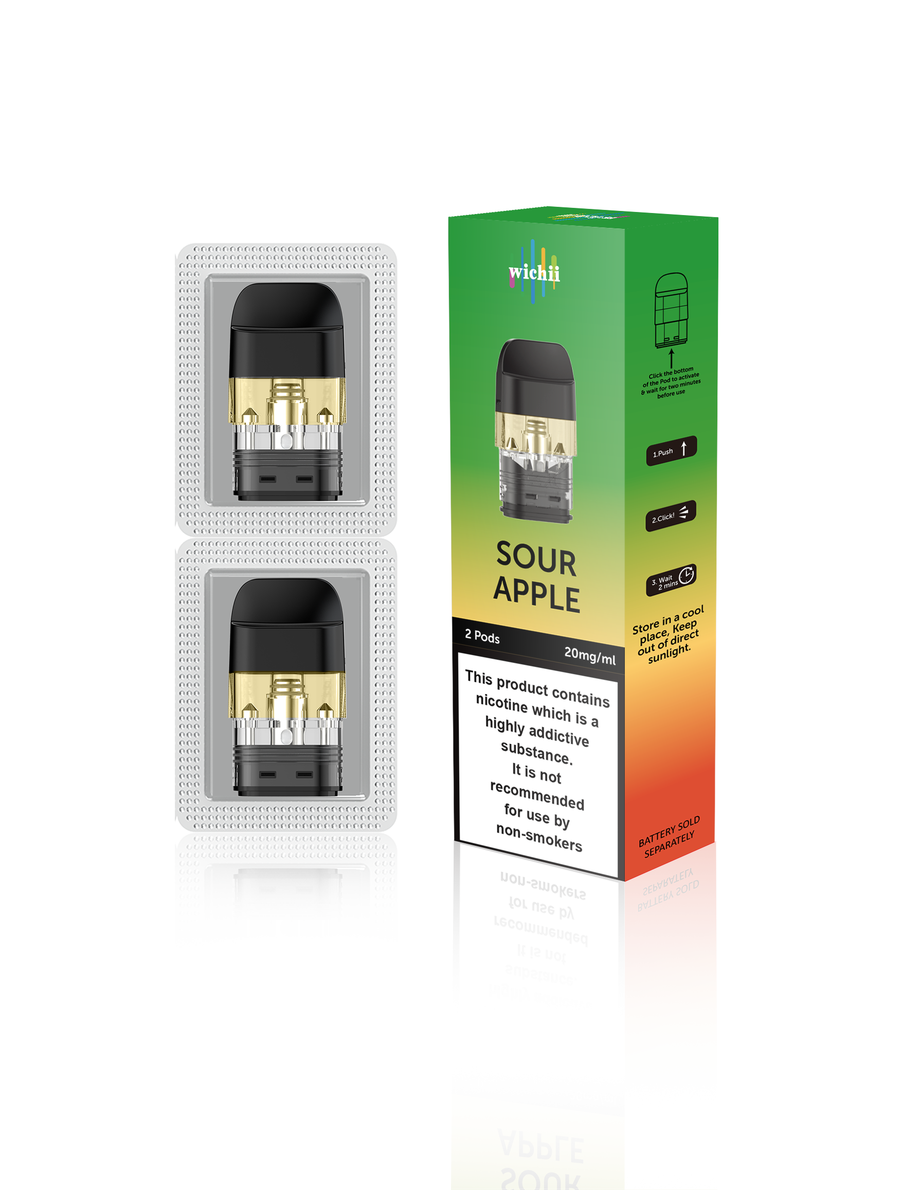 Wichii PreFill PODs Q30P - Sour Apple 20mg/mL (2pcs/pack)